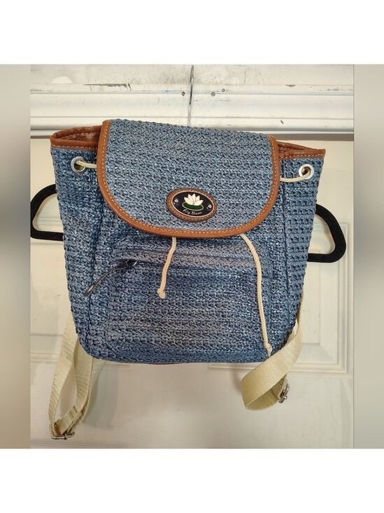 Lily Bloom Handbags - Lily Bloom Mini Backpack Purse With Blue Crossstich